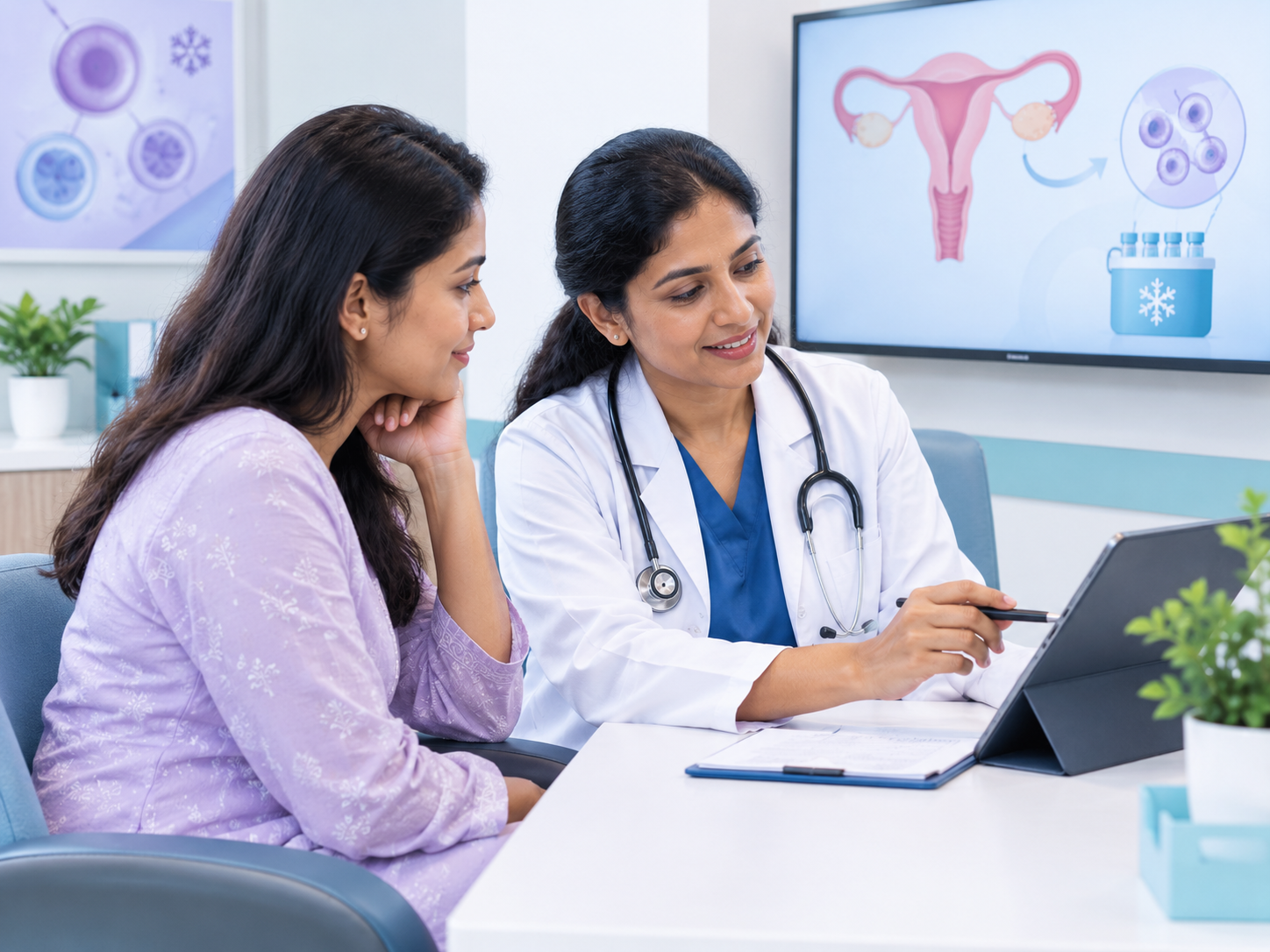 Woman consulting a fertility specialist about egg freezing timing